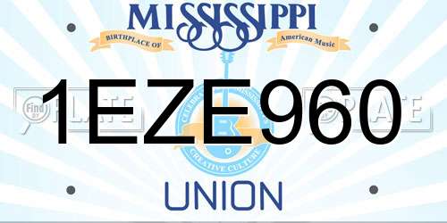 1EZE960 Mississippi License Plate