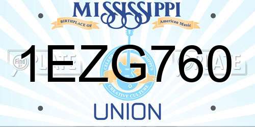 1EZG760 Mississippi License Plate