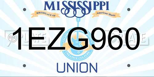 1EZG960 Mississippi License Plate