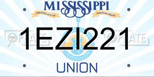 1EZI221 Mississippi License Plate