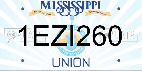 1EZI260 Mississippi License Plate