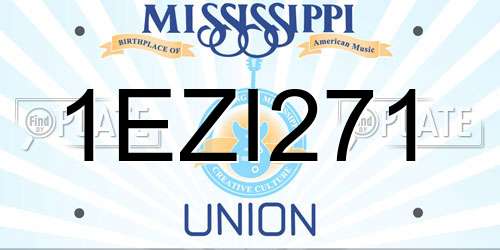 1EZI271 Mississippi License Plate