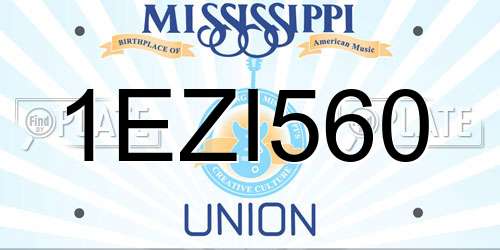 1EZI560 Mississippi License Plate