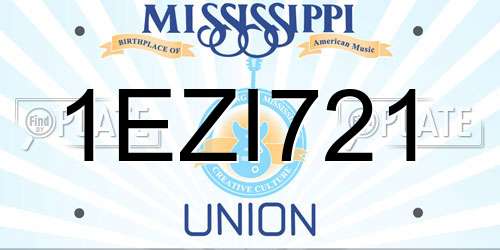 1EZI721 Mississippi License Plate