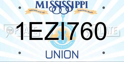 1EZI760 Mississippi License Plate