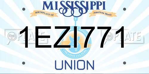 1EZI771 Mississippi License Plate