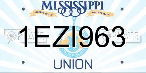 1EZI963 Mississippi License Plate