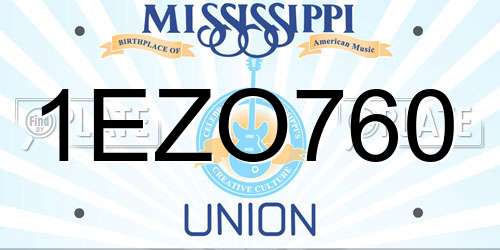 1EZO760 Mississippi License Plate