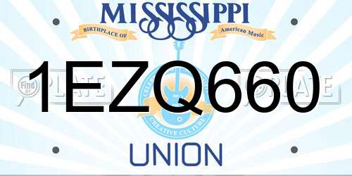 1EZQ660 Mississippi License Plate
