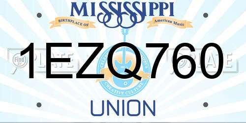 1EZQ760 Mississippi License Plate