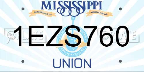 1EZS760 Mississippi License Plate