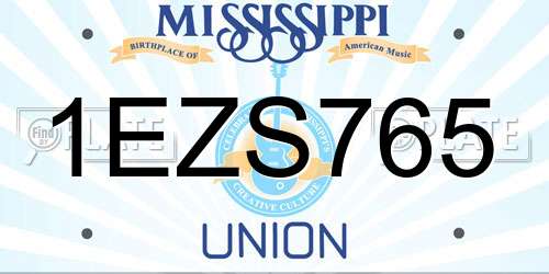1EZS765 Mississippi License Plate
