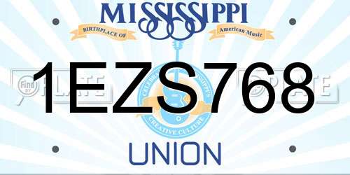 1EZS768 Mississippi License Plate