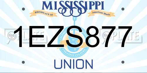 1EZS877 Mississippi License Plate