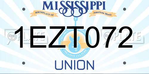 1EZT072 Mississippi License Plate