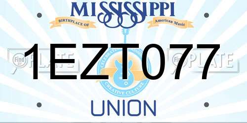 1EZT077 Mississippi License Plate