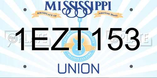 1EZT153 Mississippi License Plate