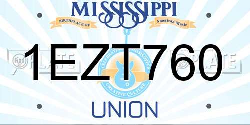 1EZT760 Mississippi License Plate