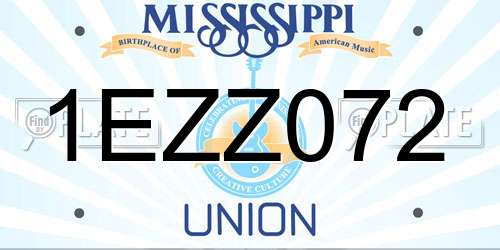 1EZZ072 Mississippi License Plate