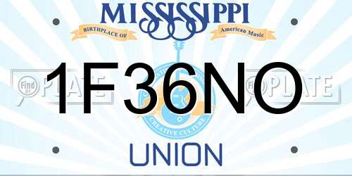 1F36NO Mississippi License Plate