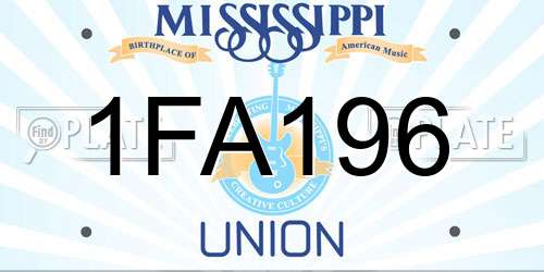 1FA196 Mississippi License Plate