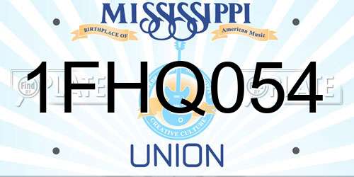 1FHQ054 Mississippi License Plate