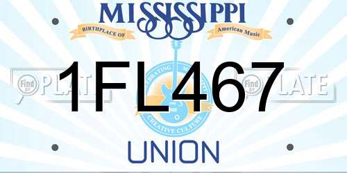 1FL467 Mississippi License Plate