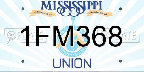 1FM368 Mississippi License Plate