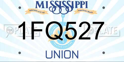 1FQ527 Mississippi License Plate