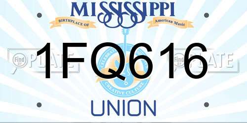1FQ616 Mississippi License Plate