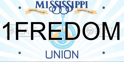 1FREDOM Mississippi License Plate