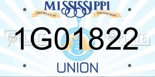 1G01822 Mississippi License Plate