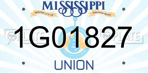 1G01827 Mississippi License Plate