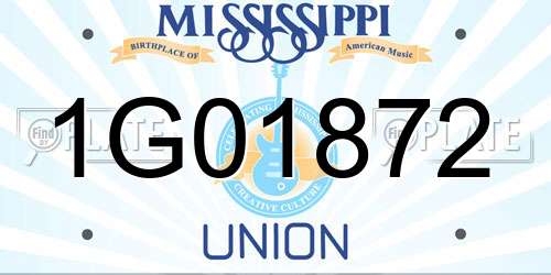 1G01872 Mississippi License Plate