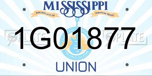 1G01877 Mississippi License Plate