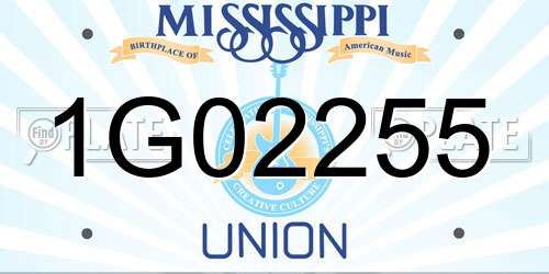 1G02255 Mississippi License Plate