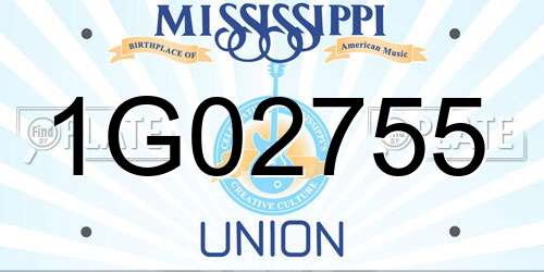 1G02755 Mississippi License Plate