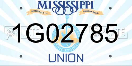 1G02785 Mississippi License Plate
