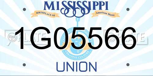 1G05566 Mississippi License Plate