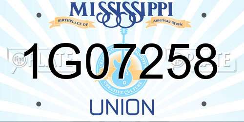 1G07258 Mississippi License Plate