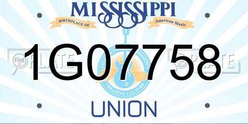 1G07758 Mississippi License Plate
