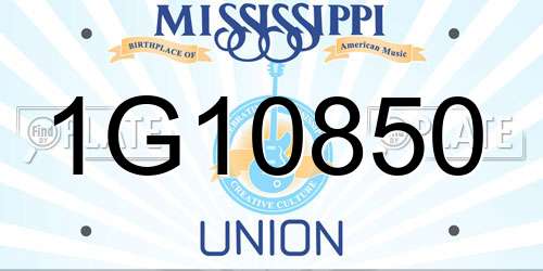 1G10850 Mississippi License Plate