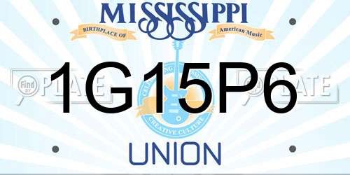 1G15P6 Mississippi License Plate