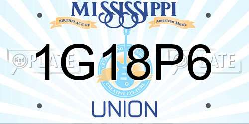 1G18P6 Mississippi License Plate