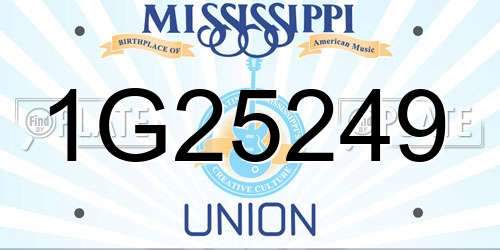 1G25249 Mississippi License Plate
