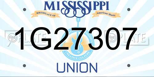 1G27307 Mississippi License Plate