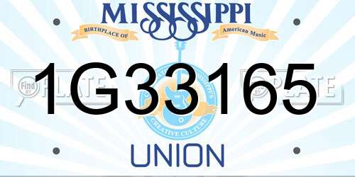 1G33165 Mississippi License Plate