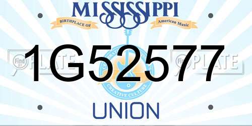 1G52577 Mississippi License Plate