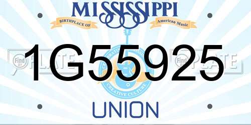1G55925 Mississippi License Plate