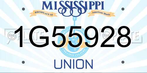 1G55928 Mississippi License Plate